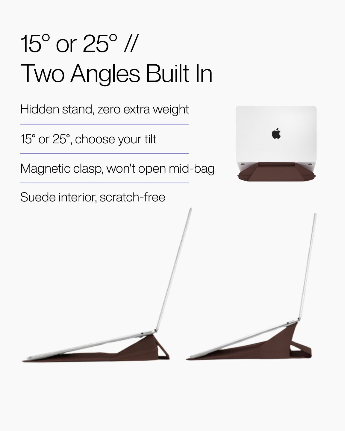 Keenii laptop sleeve stand showing dual-angle foldable support design