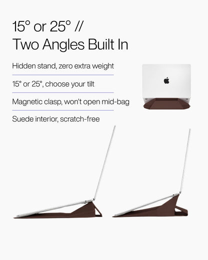 Keenii laptop sleeve stand showing dual-angle foldable support design