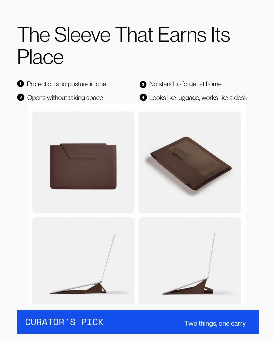 Keenii laptop sleeve stand demonstrating sleeve and stand functionality