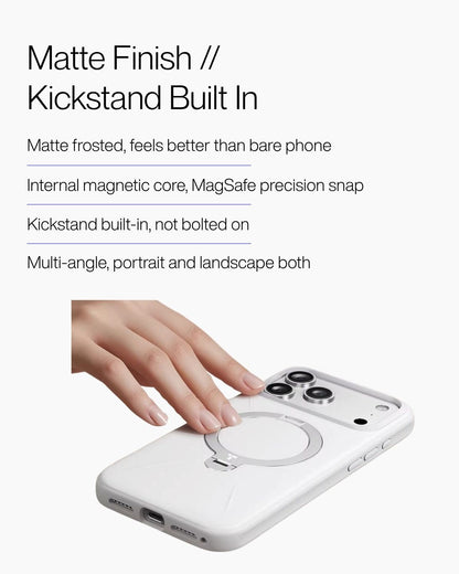 Keenii iPhone case showing matte finish and kickstand detail