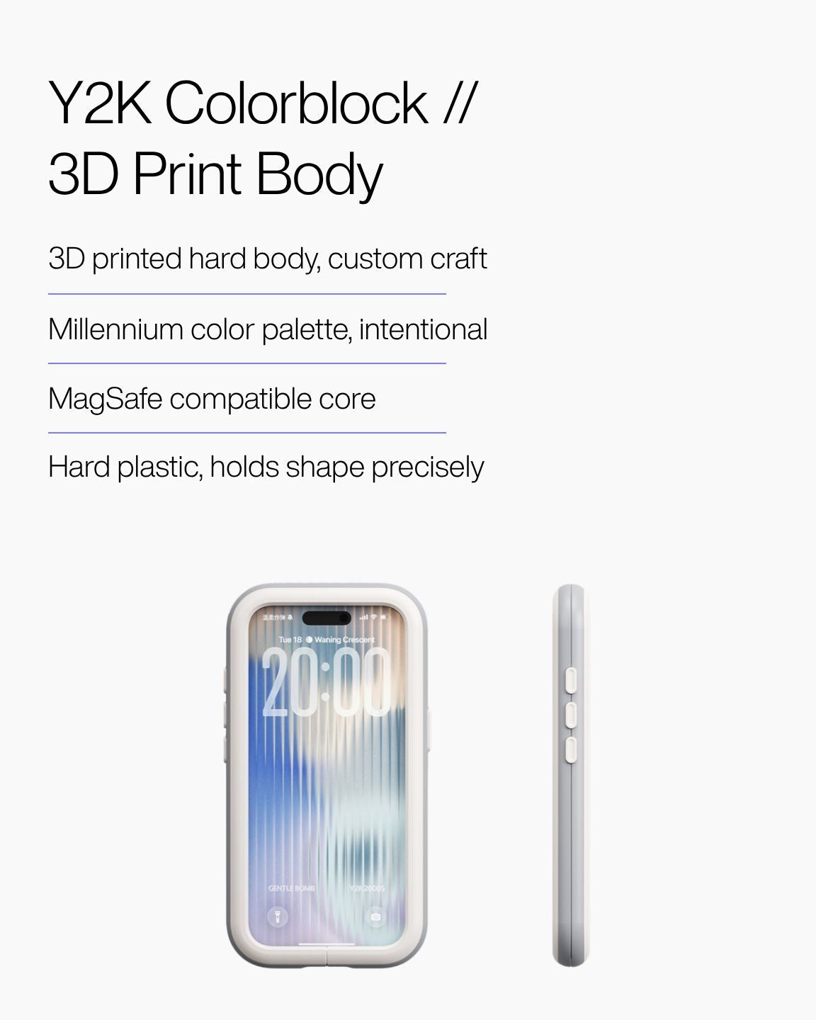 Keenii iPhone Case close up featuring y2k colorblock  and  3d print body details