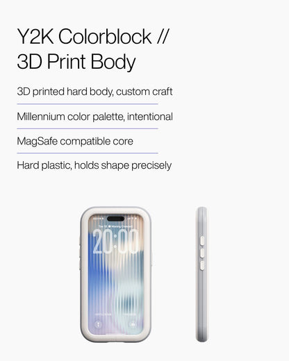 Keenii iPhone Case close up featuring y2k colorblock  and  3d print body details