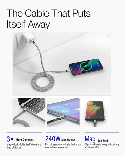 Keenii magnetic cable shown folded compactly for tidy desk storage