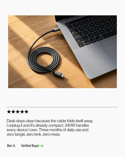 Keenii magnetic cable in daily desk use with compact tangle free storage