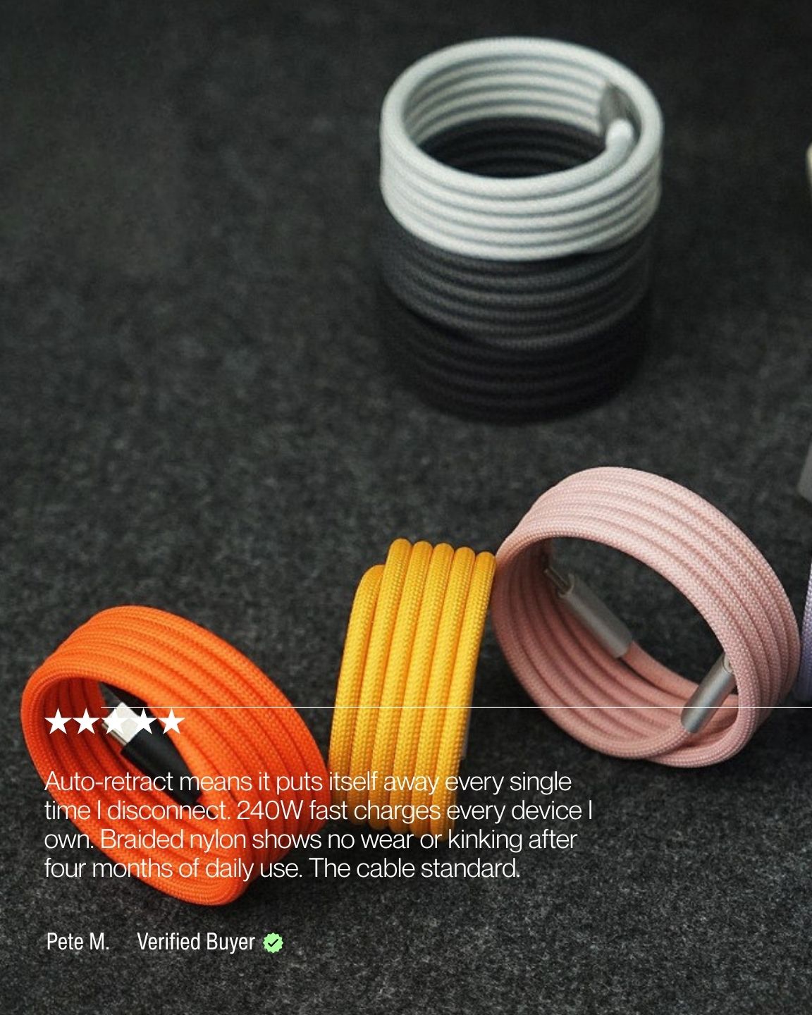 Keenii magnetic cable in daily charging setup with tidy retractable storage