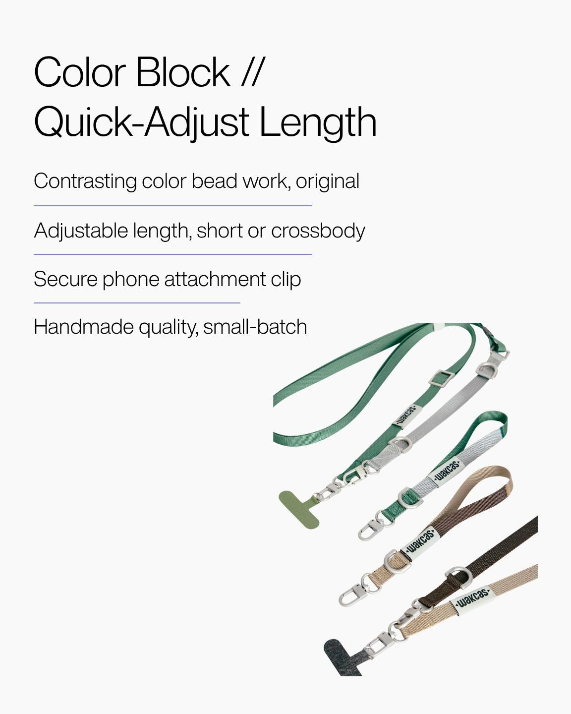 Keenii phone lanyard close detail with color block beads and attachment clip