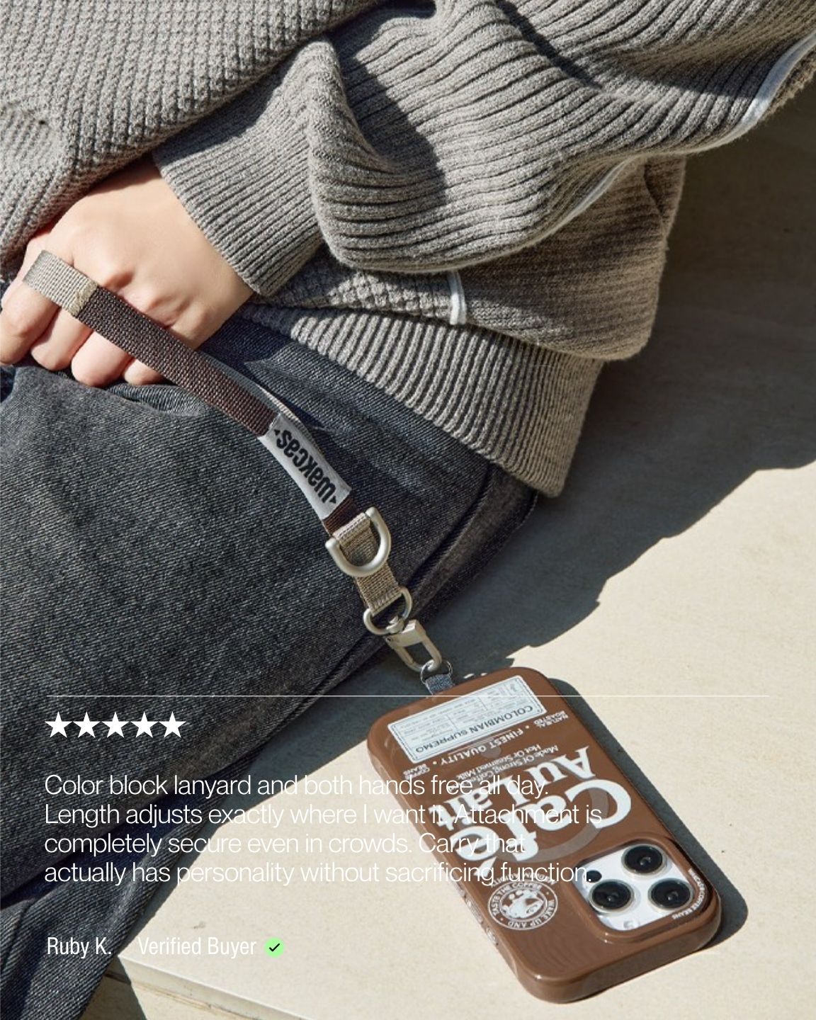 Keenii phone lanyard in hands free crowd carry with color block style