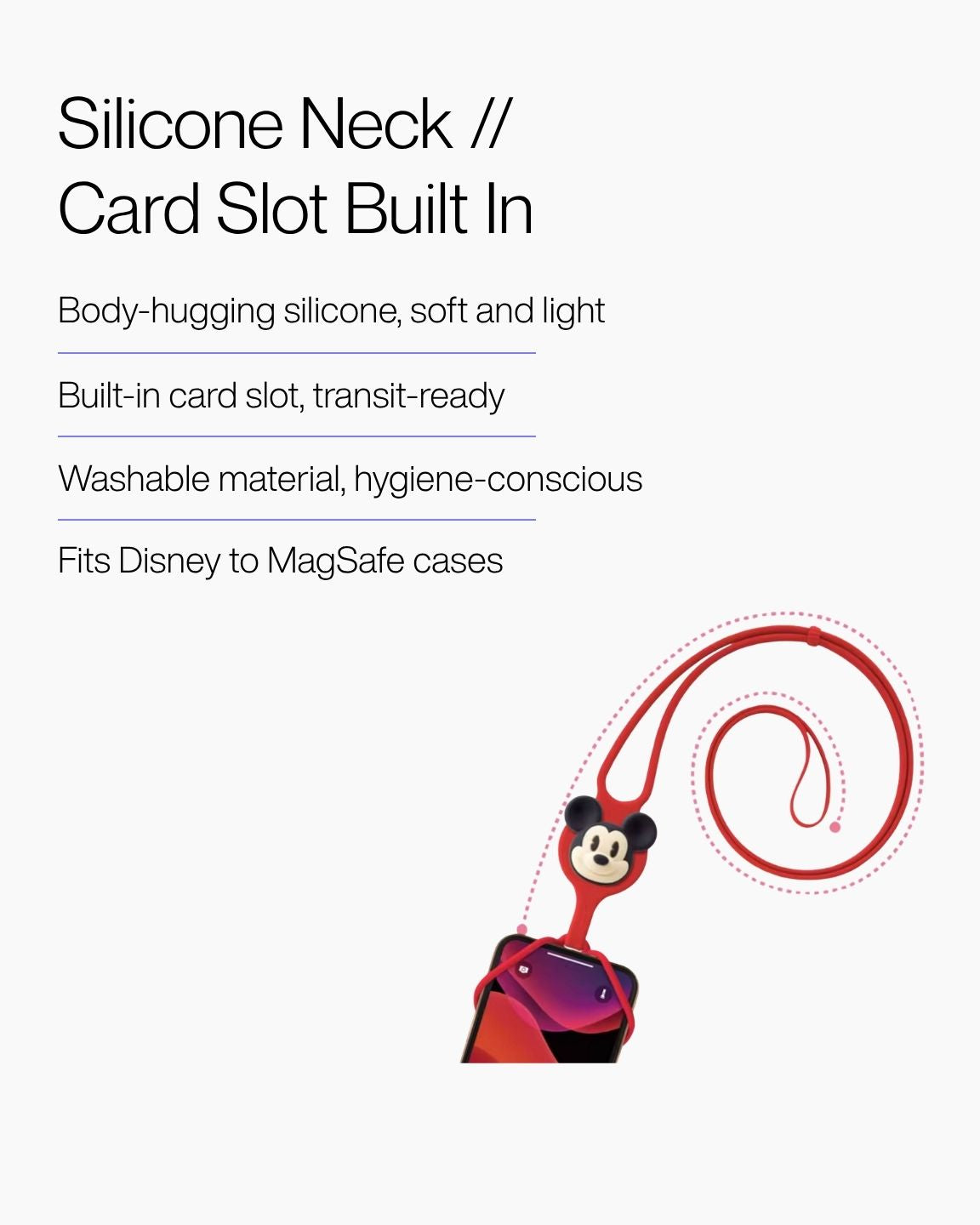 Keenii phone lanyard silicone detail with card slot and soft neck strap