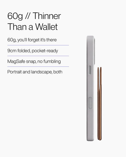 Keenii MagSafe stand wallet slim folded structure with snap carry details