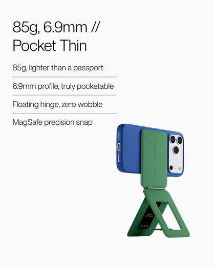 Keenii MagSafe mount thin side profile with floating hinge detail