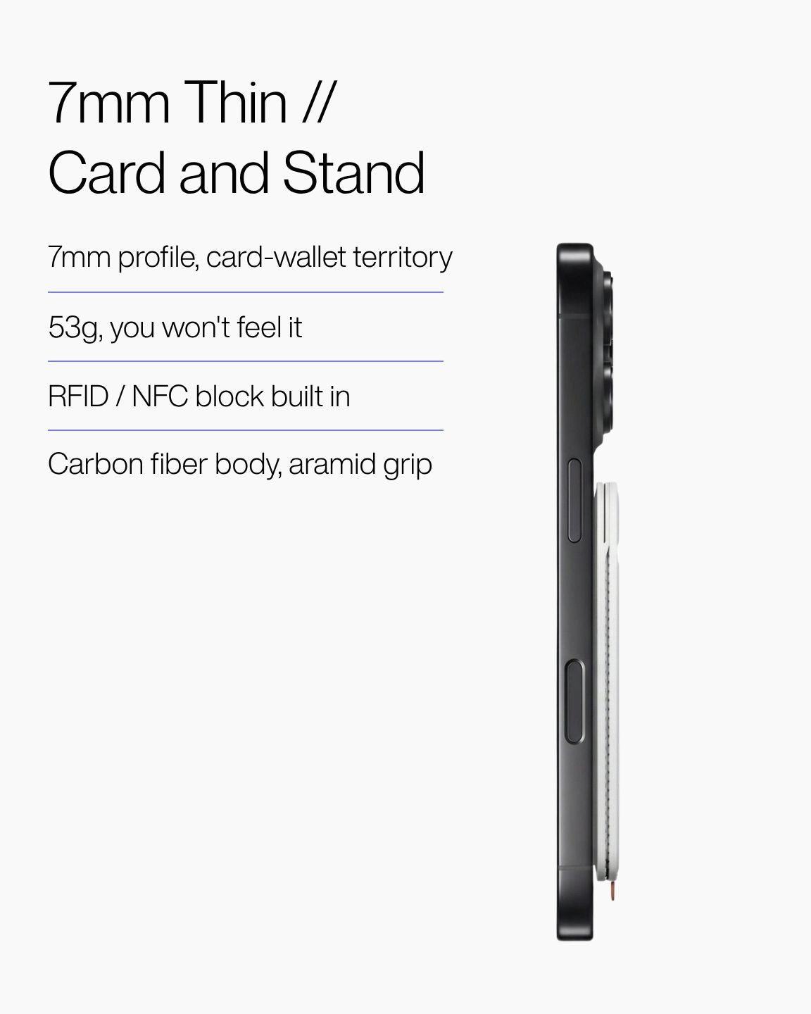 Keenii MagSafe mount slim card stand with textured body detail