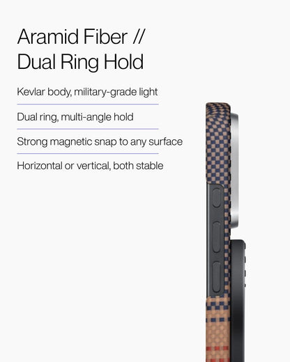 Keenii MagSafe mount with aramid fiber body and dual ring detail