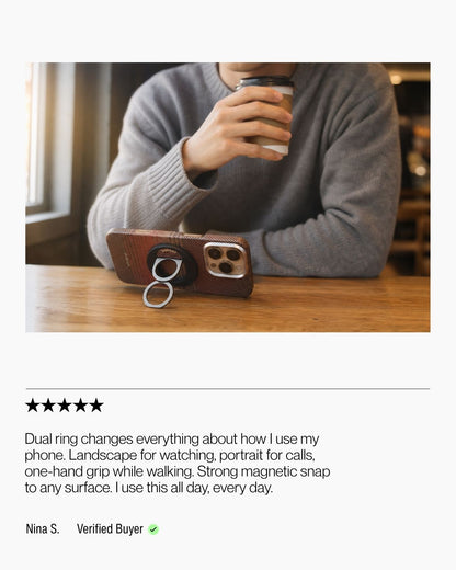 Keenii MagSafe mount in daily handheld use with ring grip