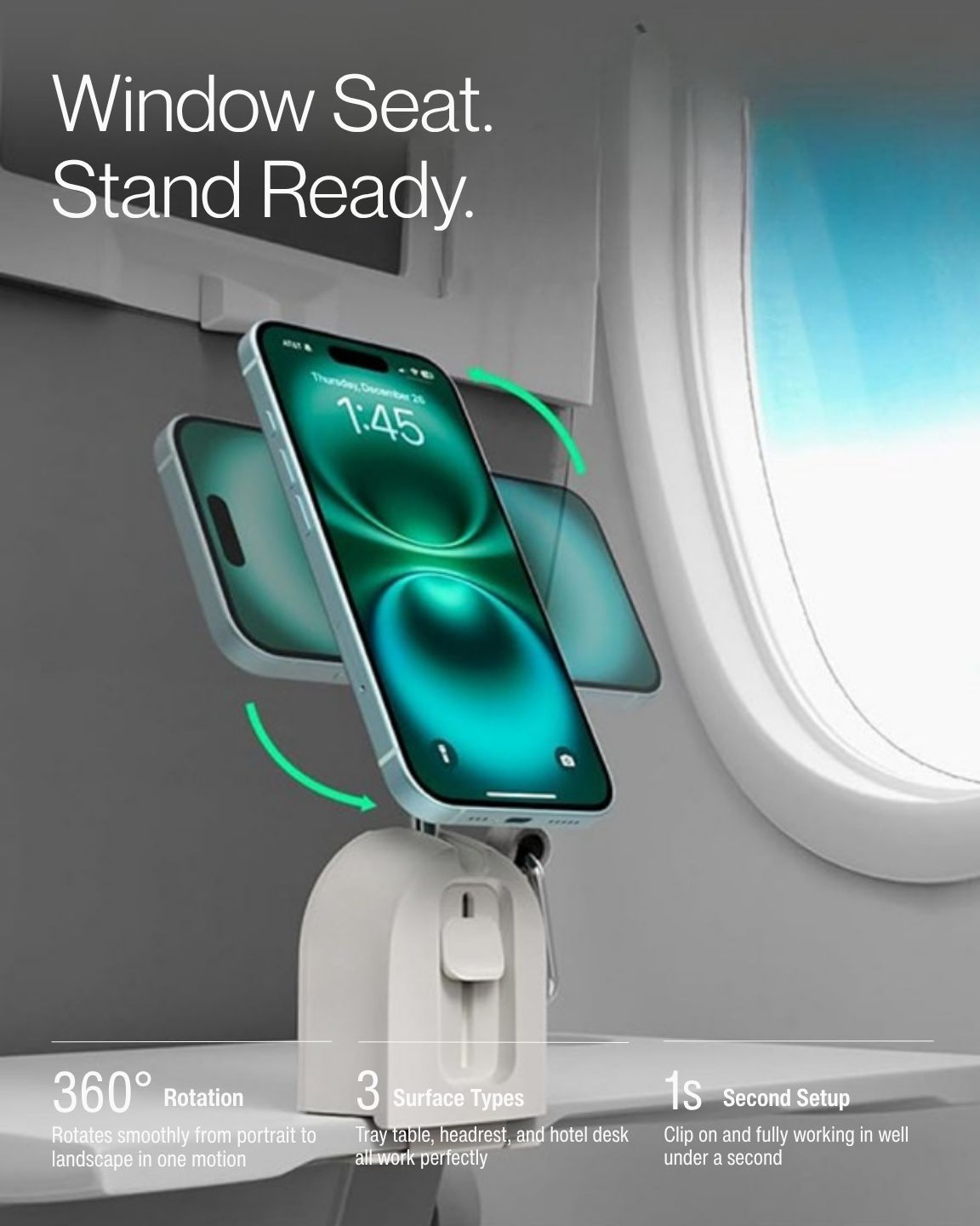 Keenii MagSafe mount clipped for window seat hands free viewing