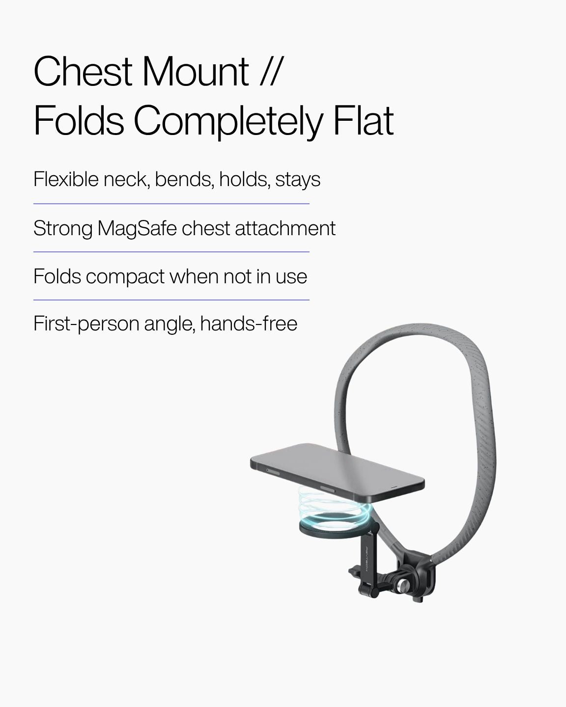 Keenii MagSafe mount with foldable chest mount and flexible neck detail