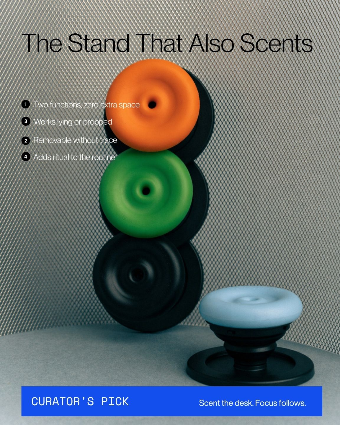 Keenii MagSafe mount demonstrating phone stand use with diffuser function