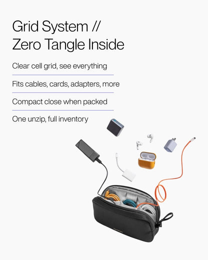Keenii carry organizer clear cell grid with compact cable storage