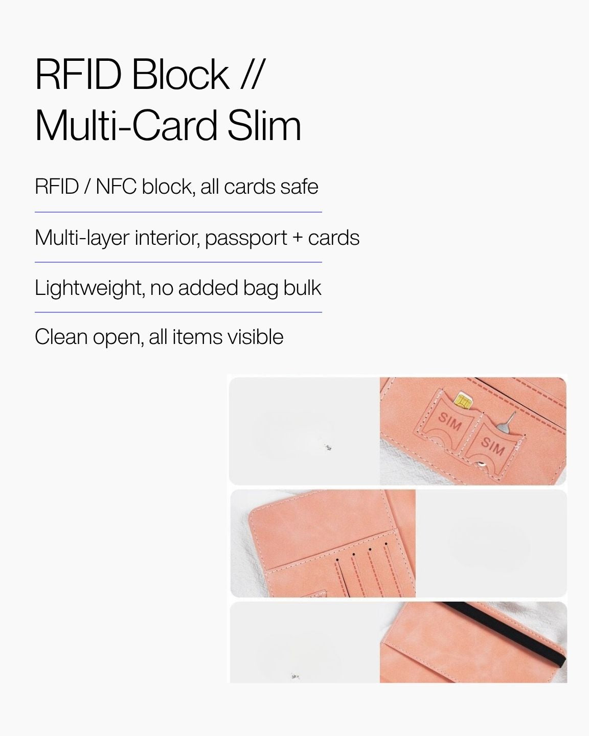 Keenii carry organizer slim RFID passport wallet with layered interior