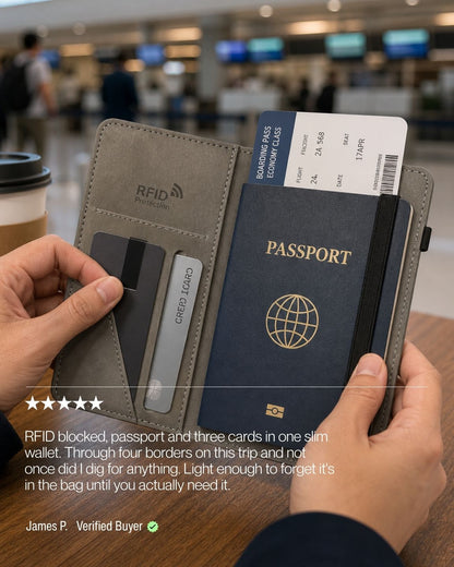 Keenii carry organizer border travel scene with passport and cards together