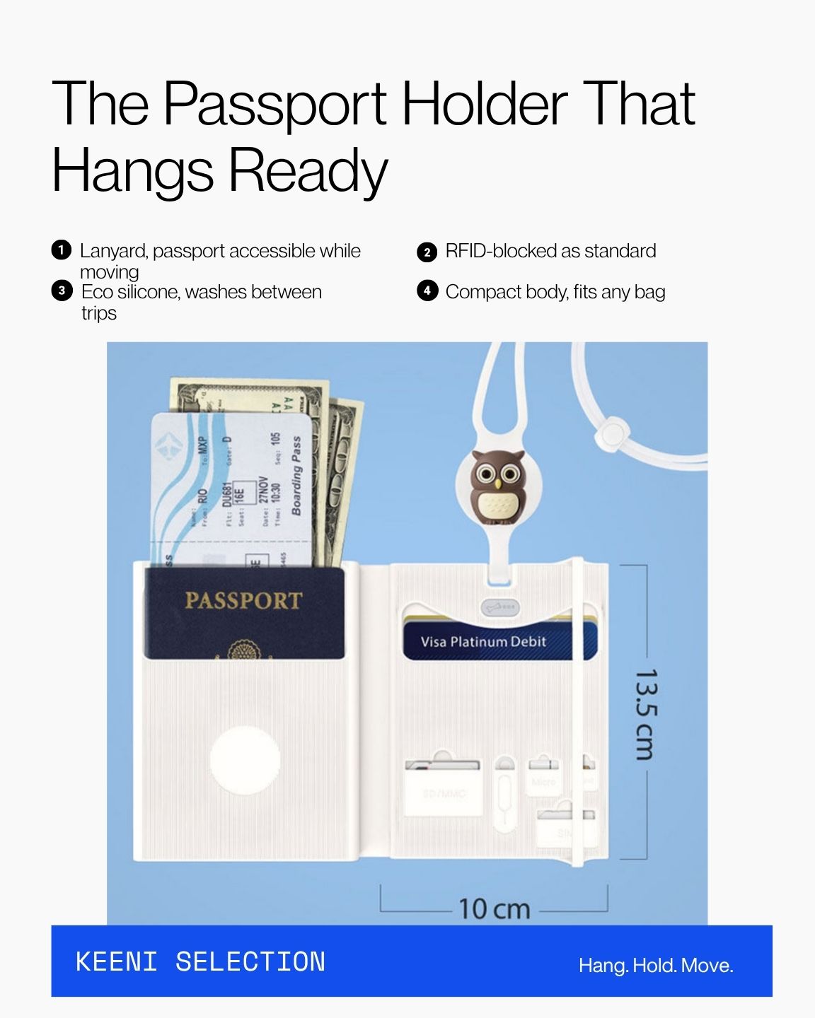Keenii carry organizer passport holder worn ready during transit