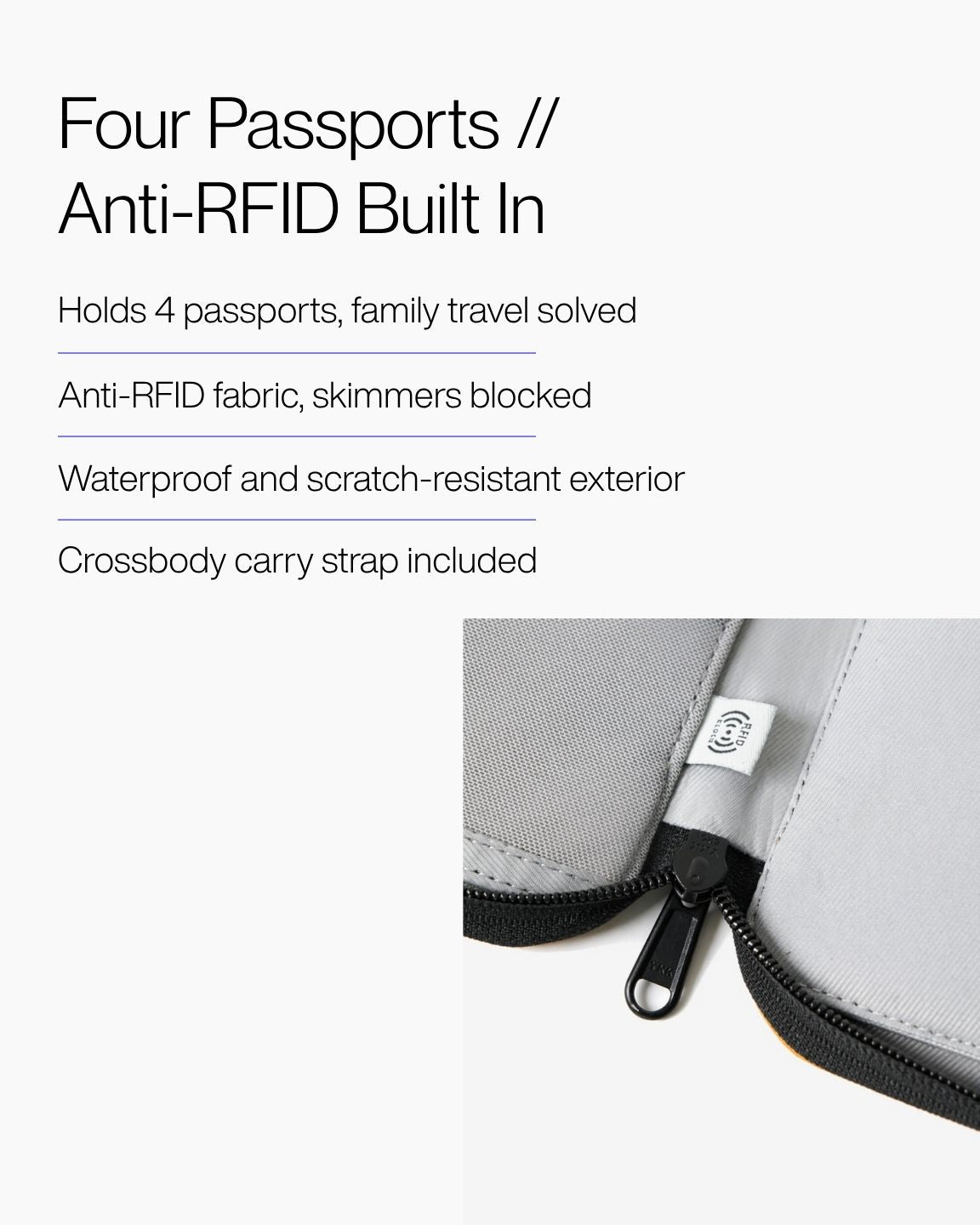 Keenii carry organizer family passport holder with strap and layered interior