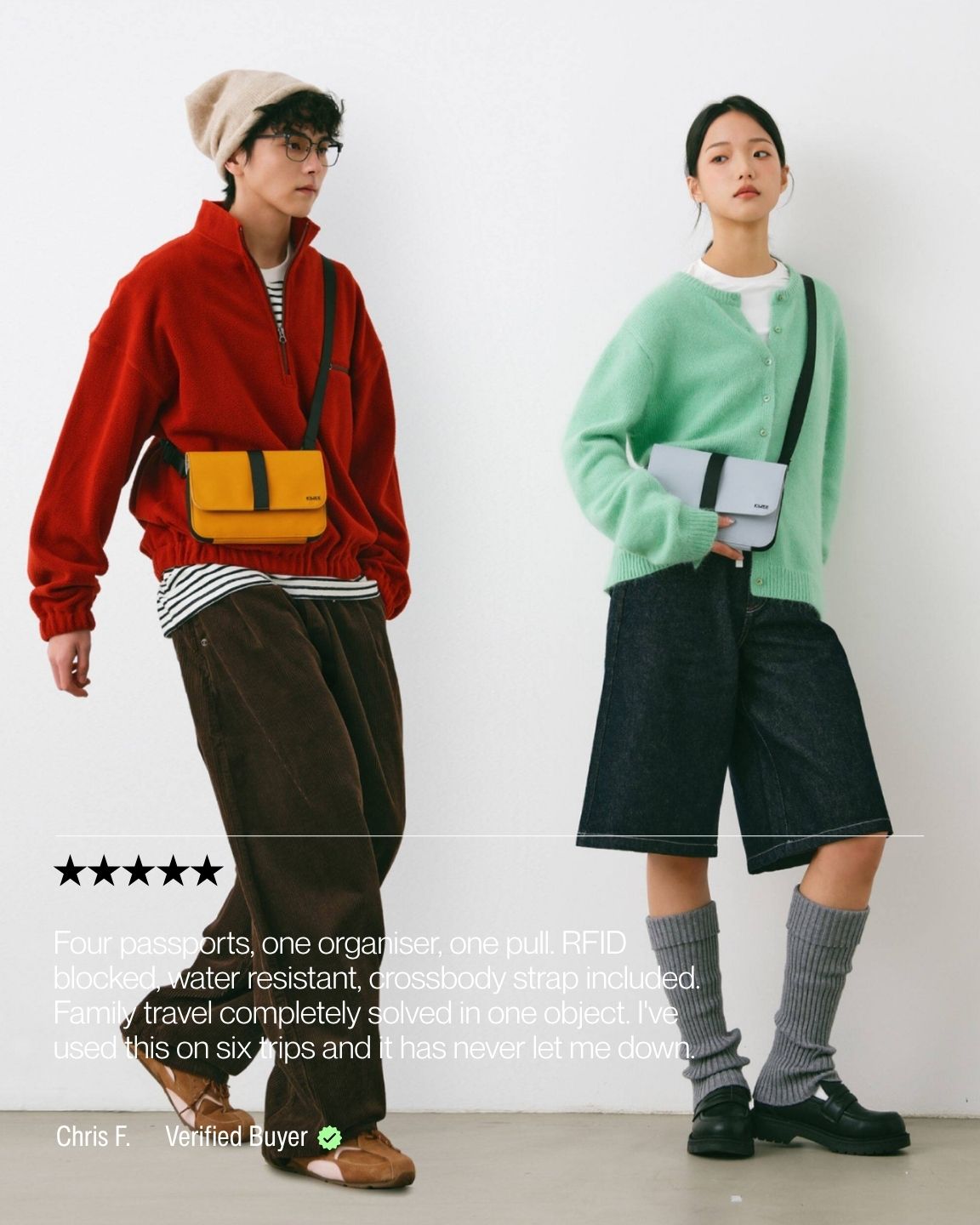Keenii carry organizer crossbody travel scene with multiple passports organized