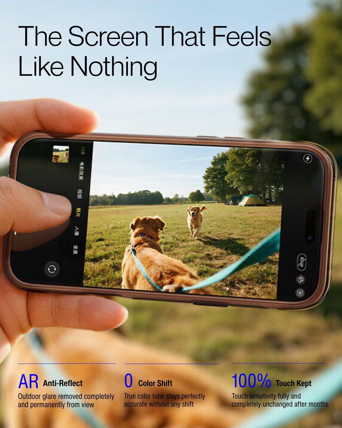 Keenii screen protector phone display view with reduced glare appearance
