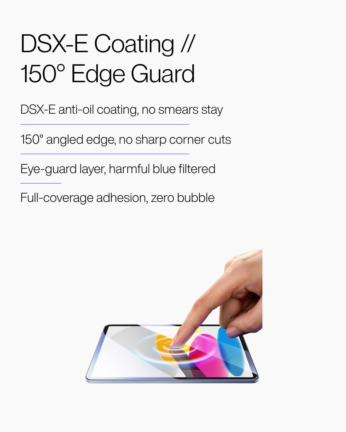 Keenii screen protector detail view showing coating and angled edge structure
