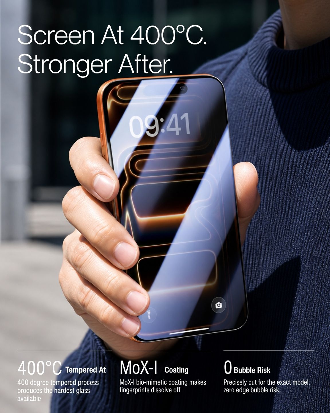Keenii screen protector proof view showing tempered glass and coating details